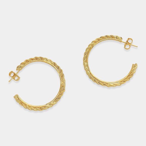 SueSue Jewelry - NEW 18K Gold Filled Rope Chain Hoop Earrings